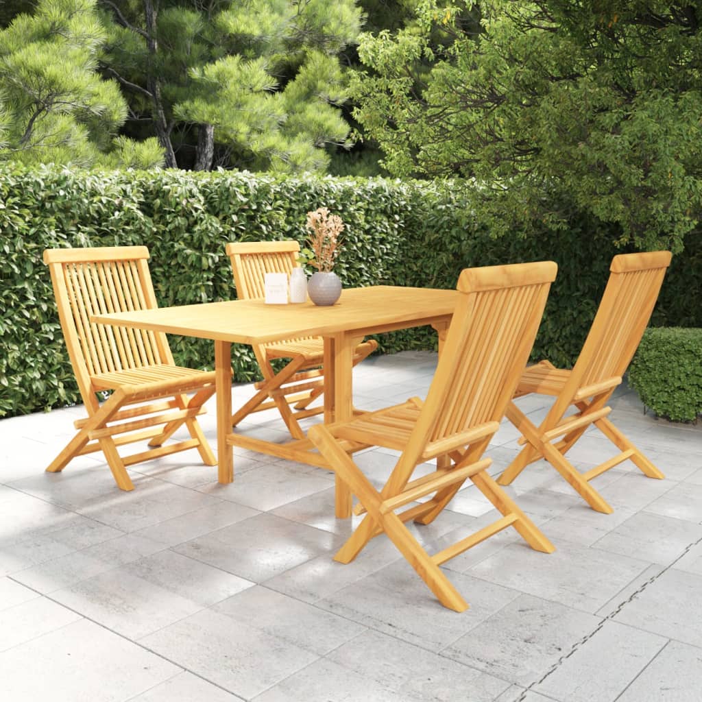 vidaXL 5 Piece Garden Dining Set Solid Teak Wood