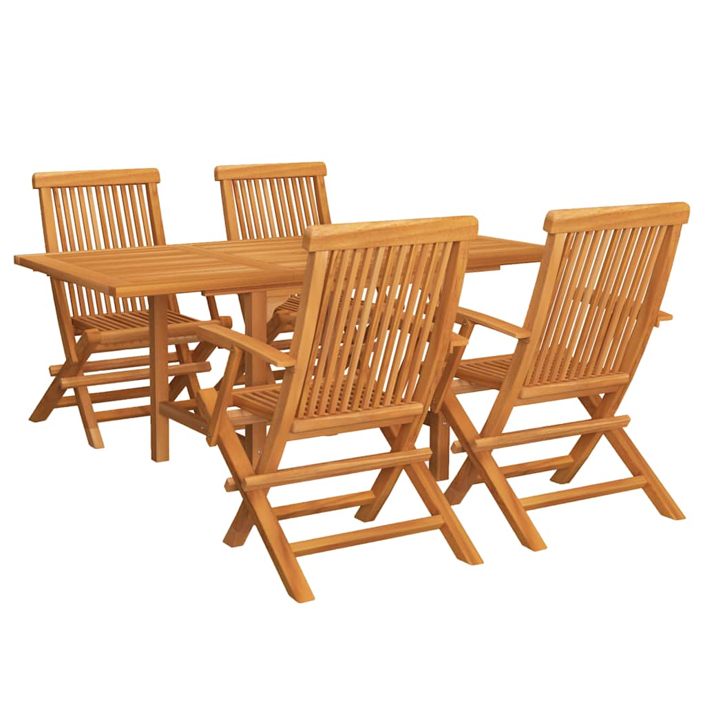 Garden Dining Set | Warm brown | Fine sanded teak hardwood | Foldable
