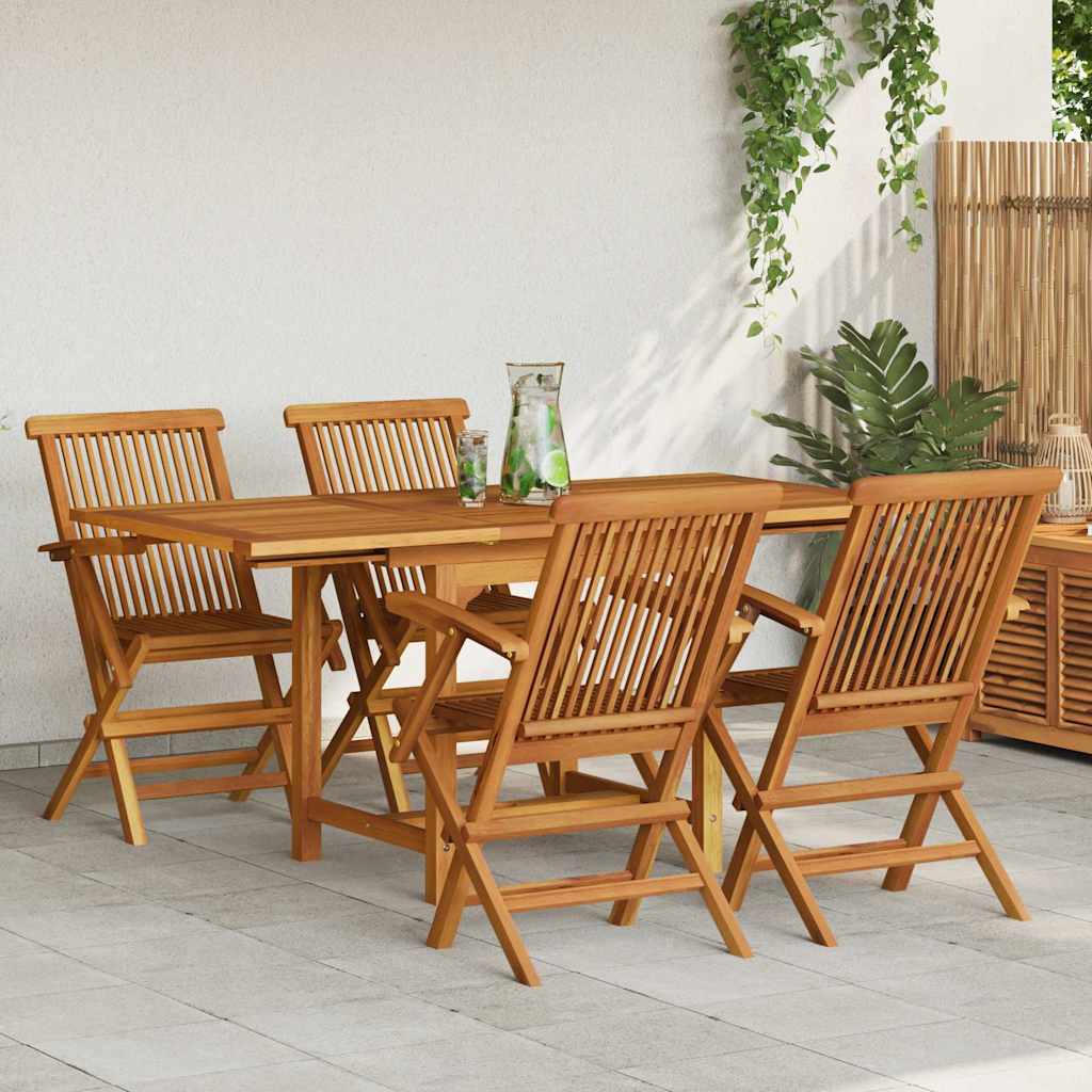 Garden Dining Set | Warm brown | Fine sanded teak hardwood | Foldable