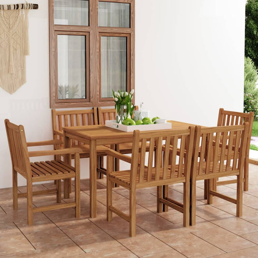 vidaXL 7 Piece Garden Dining Set Solid Teak Wood