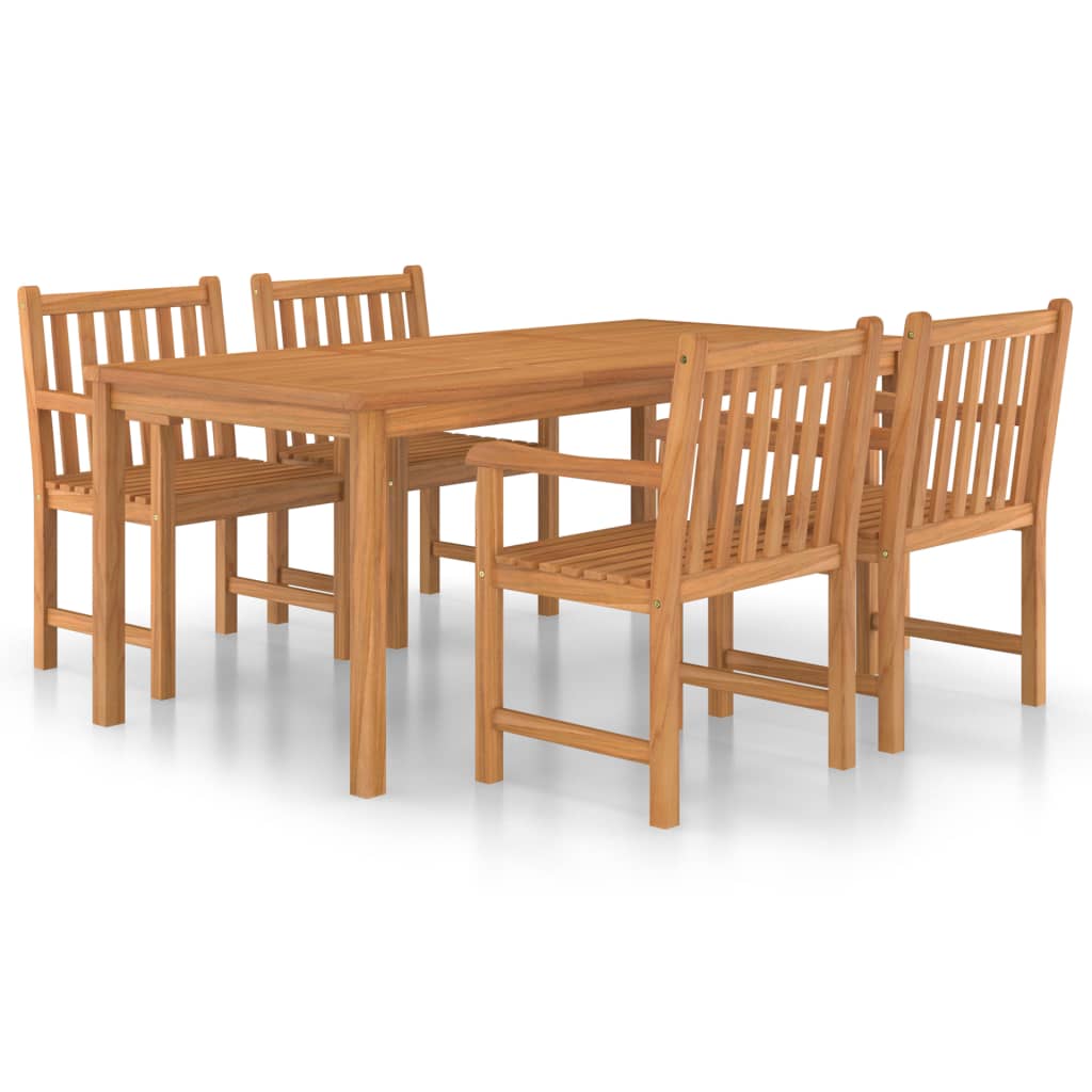 Garden Dining Set | Teak Brown | Solid Teak Wood | 5 Piece Set | Durable