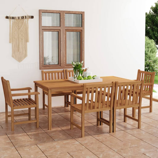 vidaXL 7 Piece Garden Dining Set Solid Teak Wood