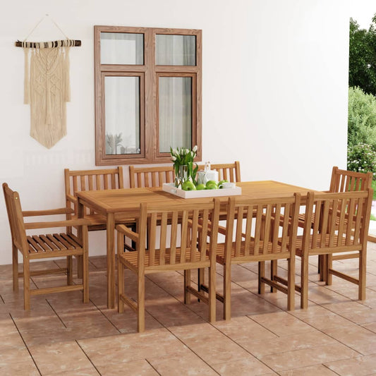 vidaXL 9 Piece Garden Dining Set Solid Teak Wood