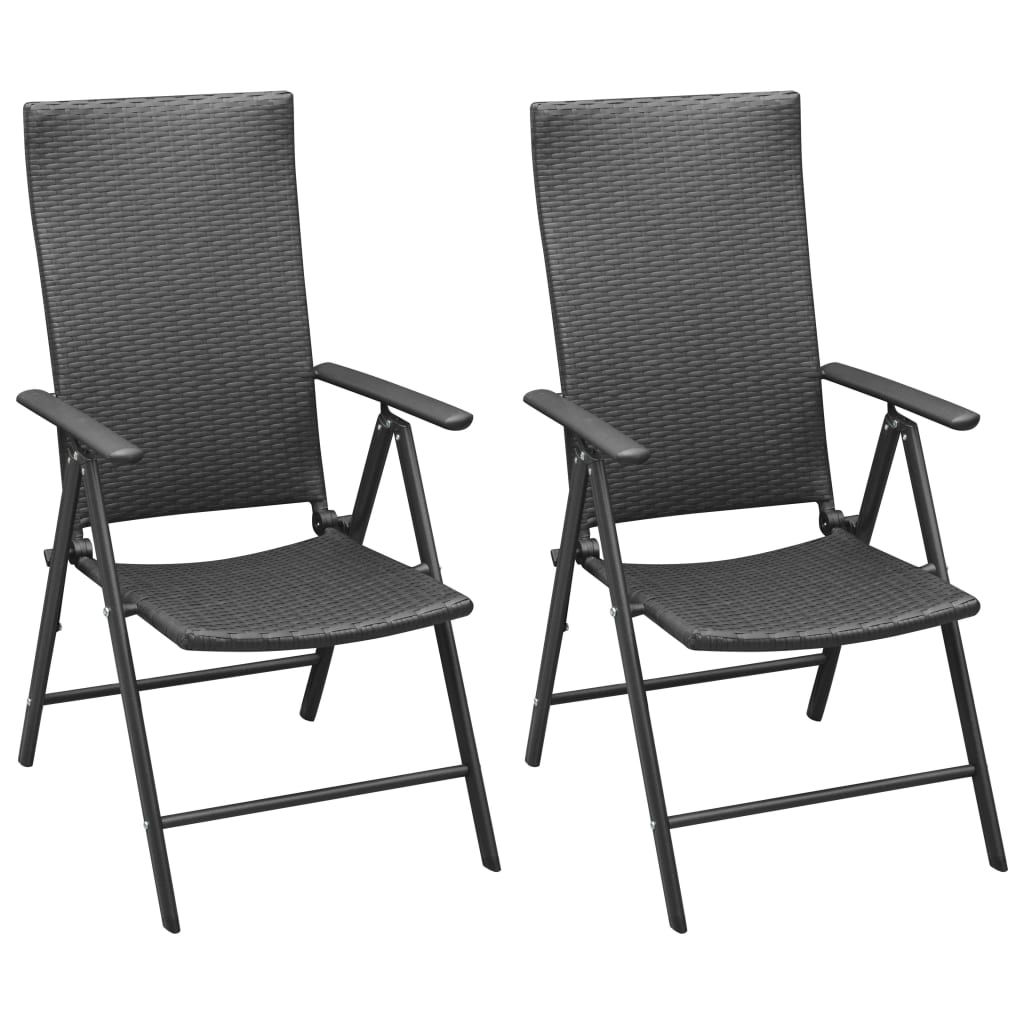 Dining Set | Black and Brown | PE rattan, WPC, Aluminium | Compact
