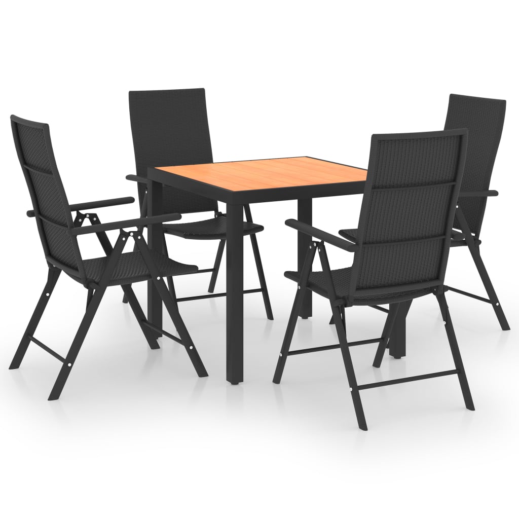 vidaXL 5 Piece Garden Dining Set Black and Brown