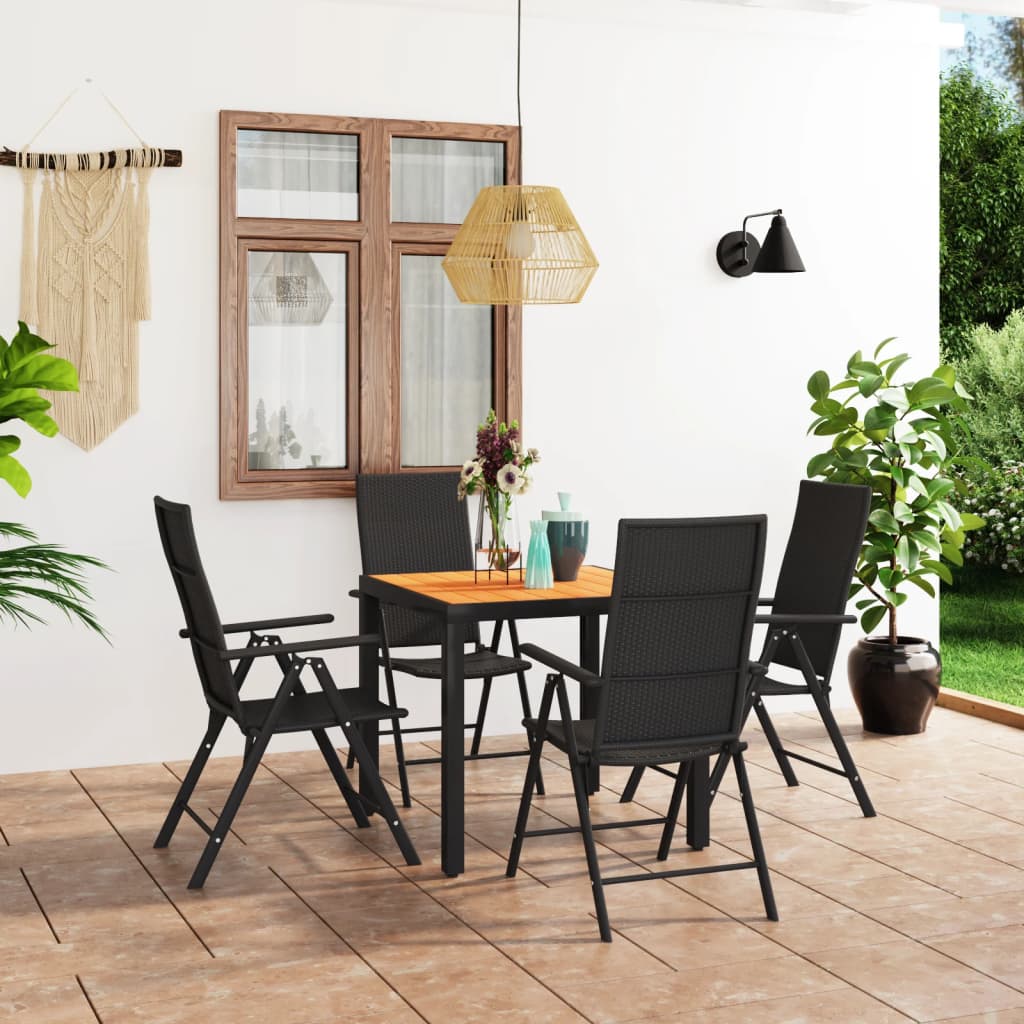 vidaXL 5 Piece Garden Dining Set Black and Brown