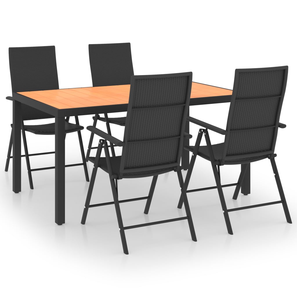 vidaXL 5 Piece Garden Dining Set Black and Brown