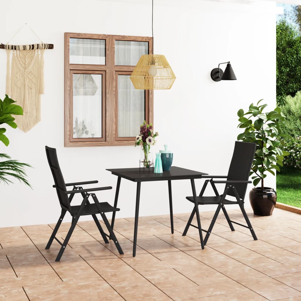 Dining Set | Black | PE Rattan | Standard | Adjustable Armrests