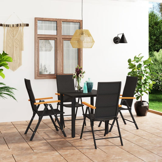 vidaXL 5 Piece Garden Dining Set Black and Brown