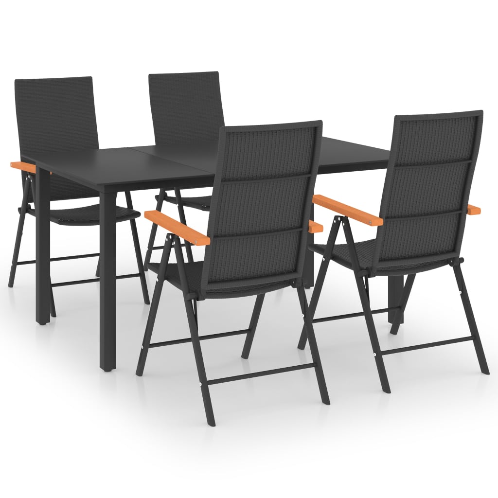 vidaXL 5 Piece Garden Dining Set Black and Brown