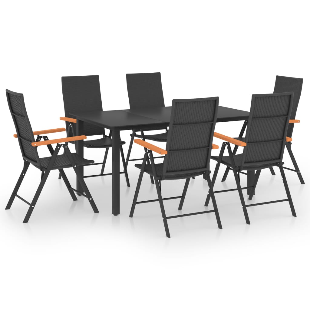 vidaXL 7 Piece Garden Dining Set Black and Brown