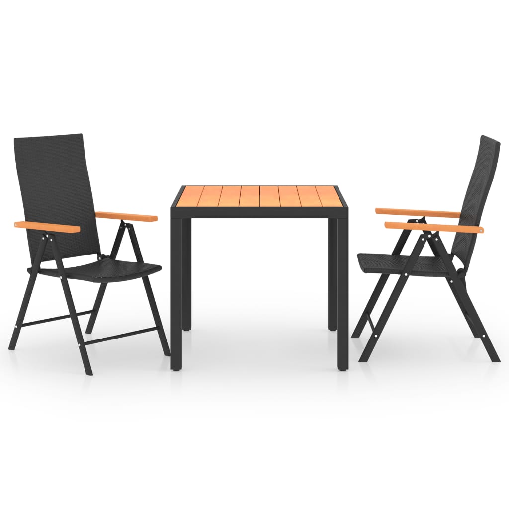 vidaXL 3 Piece Garden Dining Set Black and Brown