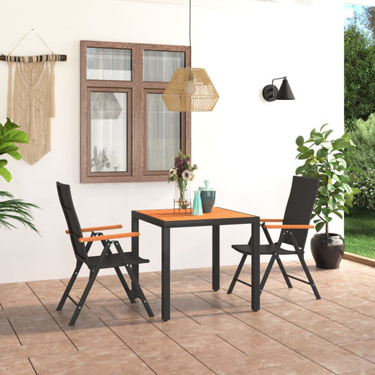 vidaXL 3 Piece Garden Dining Set Black and Brown