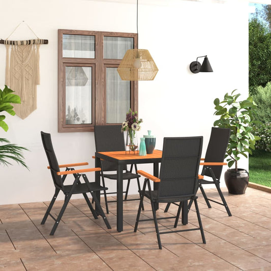 vidaXL 5 Piece Garden Dining Set Black and Brown