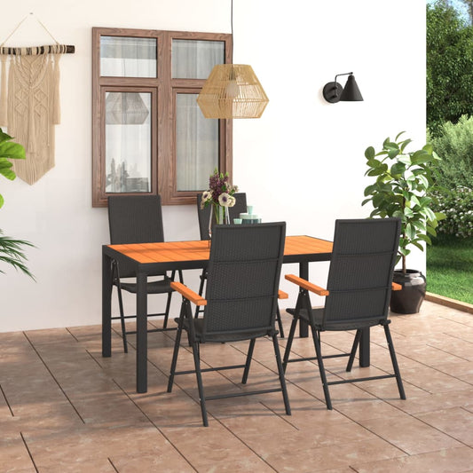 vidaXL 5 Piece Garden Dining Set Black and Brown