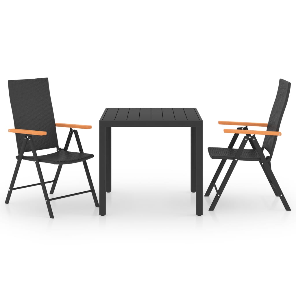 Dining Set | Black, Brown | PE rattan, WPC, aluminium | Small