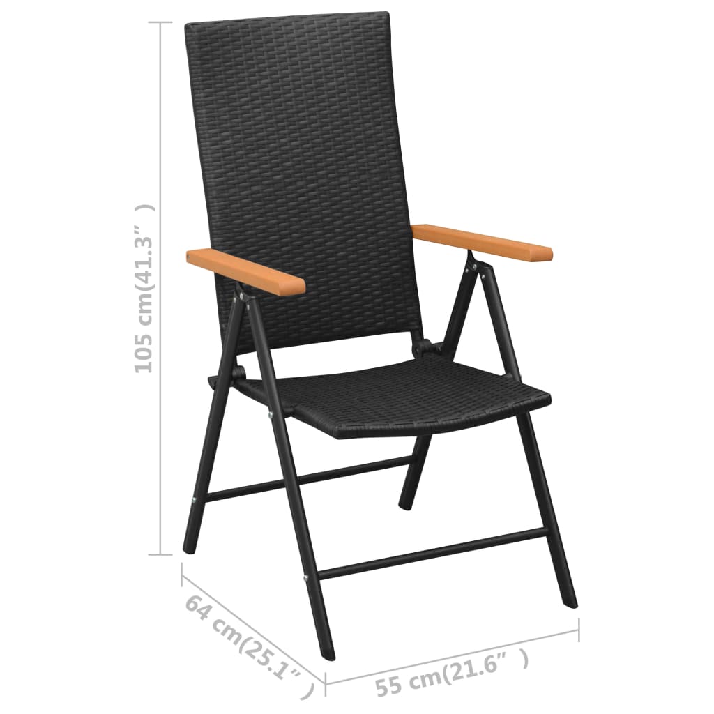 Dining Set | Black, Brown | PE rattan, WPC, aluminium | Small