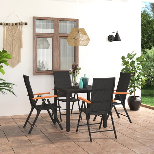 vidaXL 5 Piece Garden Dining Set Black and Brown