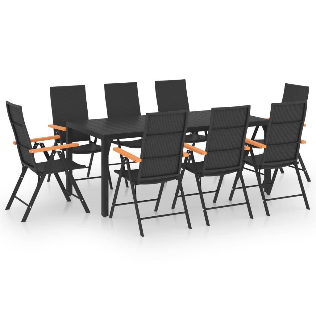 vidaXL 9 Piece Garden Dining Set Black and Brown