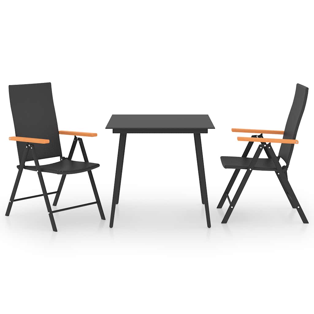 Dining Set | Black and Brown | PE Rattan, WPC, Steel, Glass | Standard
