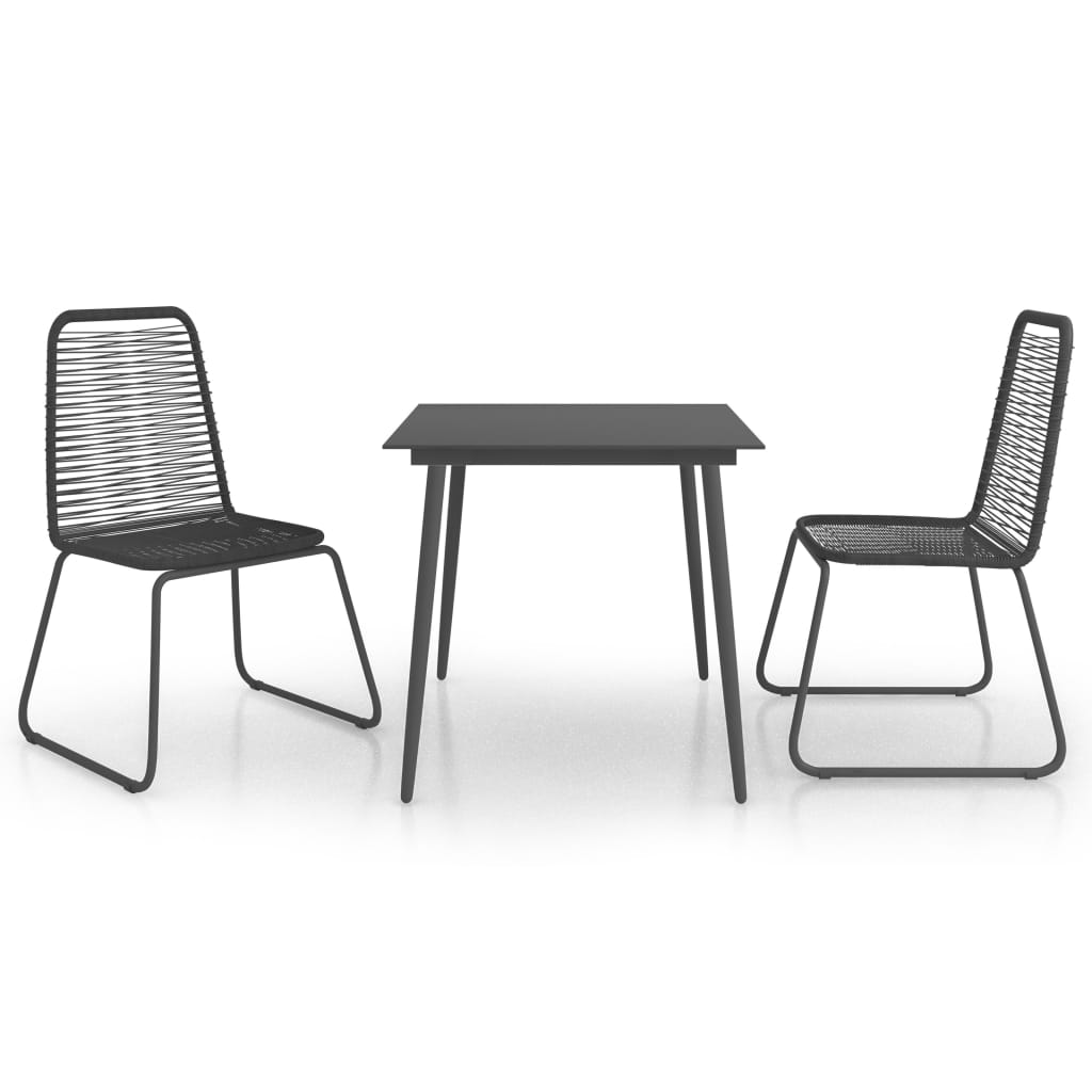 Dining Set | Black | PVC Rattan | Compact | Lightweight | Dining Set