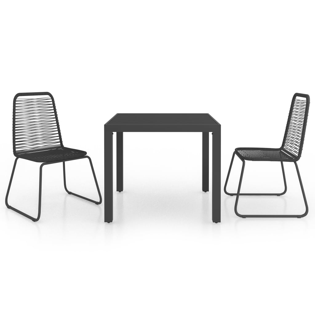 Dining Set | Black | PVC Rattan, Steel, Aluminium, WPC | Lightweight
