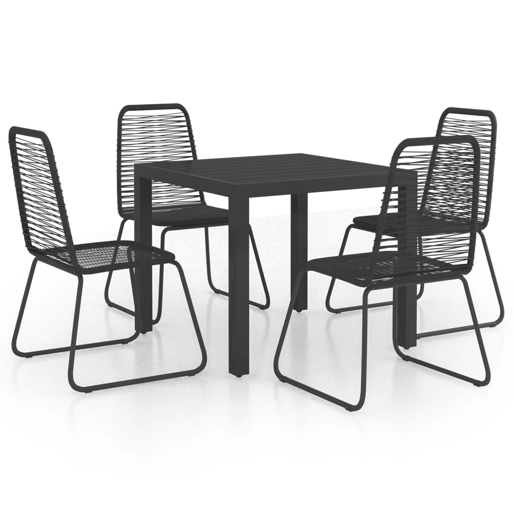 vidaXL 5 Piece Garden Dining Set PVC Rattan Black