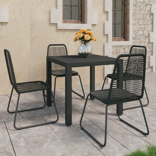 vidaXL 5 Piece Garden Dining Set PVC Rattan Black