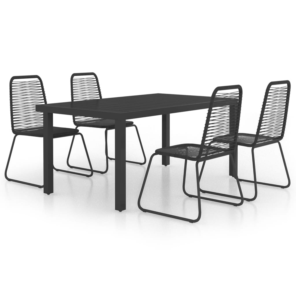 vidaXL 5 Piece Garden Dining Set PVC Rattan Black