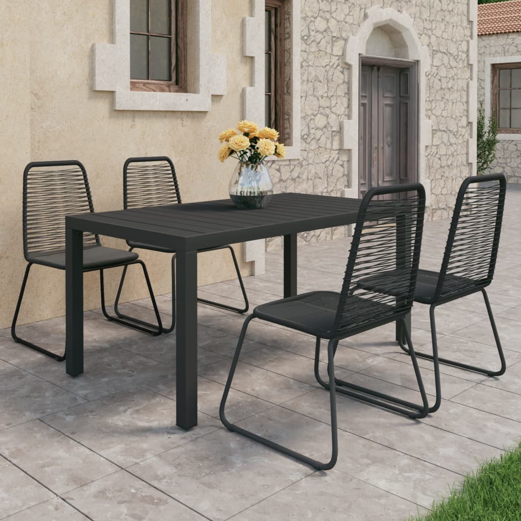 vidaXL 5 Piece Garden Dining Set PVC Rattan Black