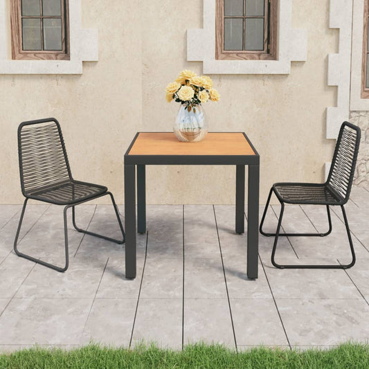 vidaXL 3 Piece Garden Dining Set PVC Rattan Black and Brown