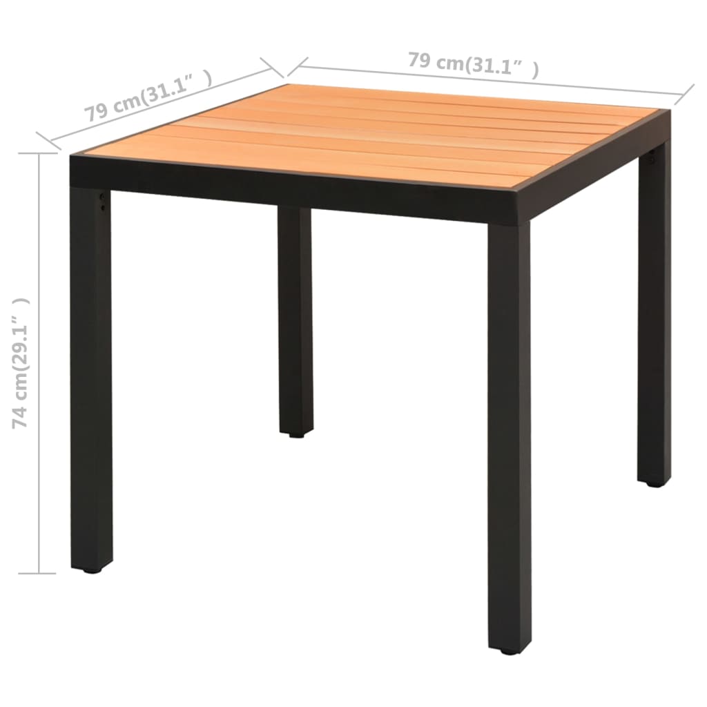 Dining Set | Black and Brown | WPC, Aluminium, PVC Rattan, Steel