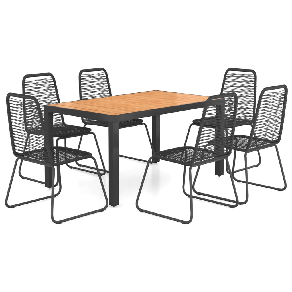 vidaXL 7 Piece Garden Dining Set PVC Rattan Black and Brown