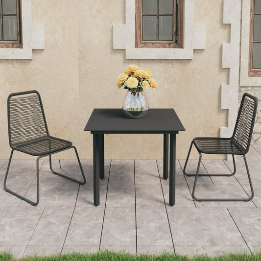 vidaXL 3 Piece Garden Dining Set PVC Rattan Black