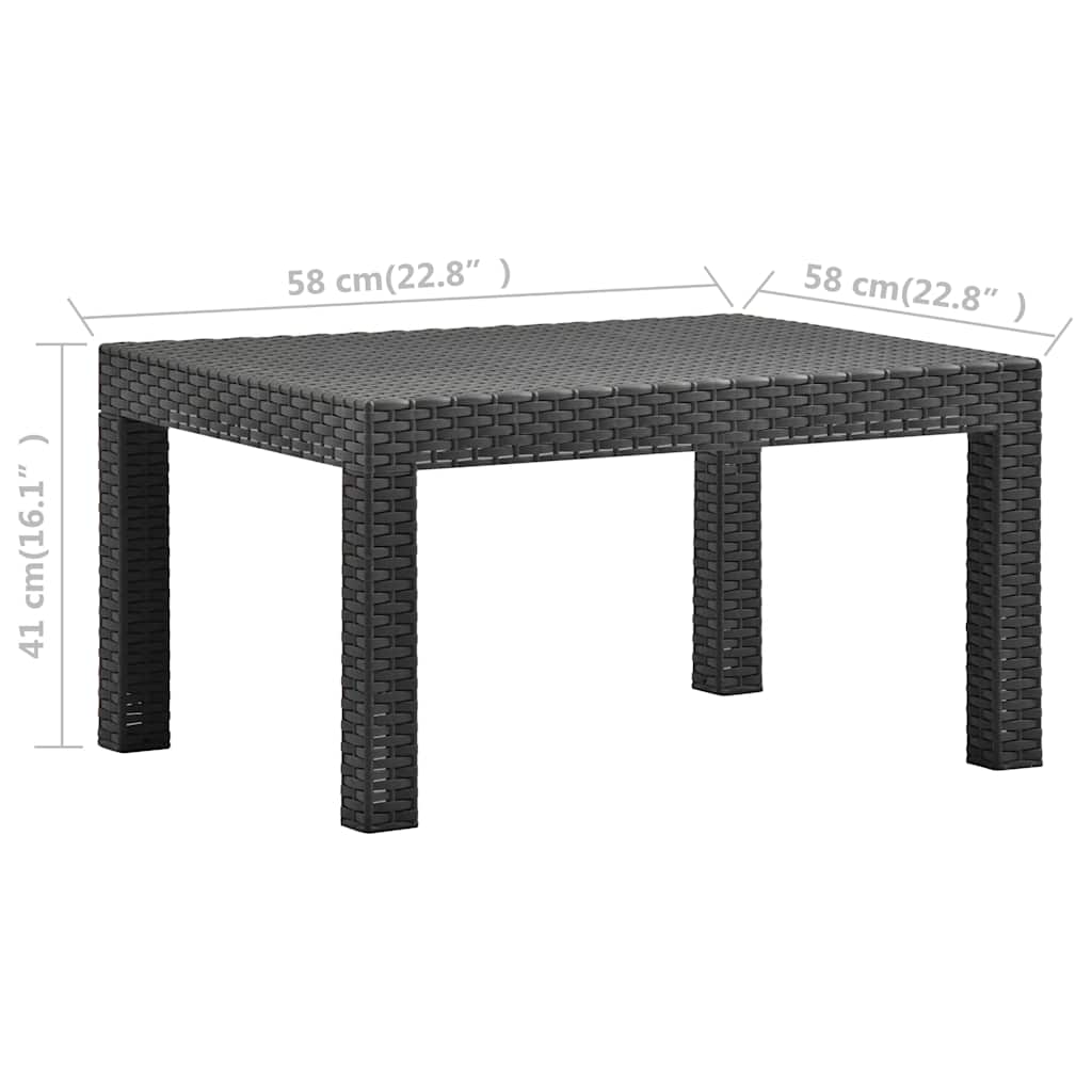 315640 vidaXL Garden Table Anthracite 58x58x41 cm PP Rattan