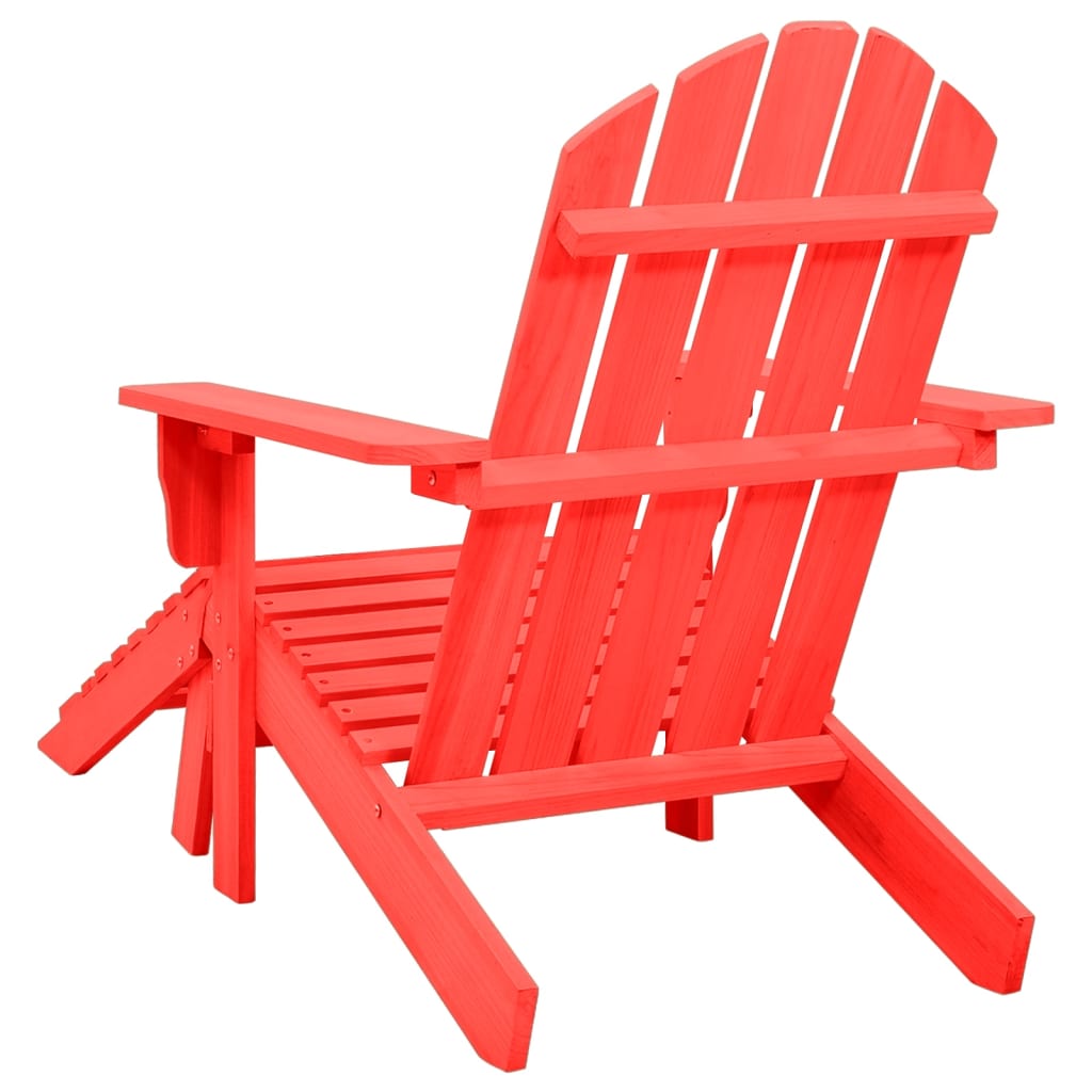 vidaXL Garden Adirondack Chair with Ottoman Solid Fir Wood Red