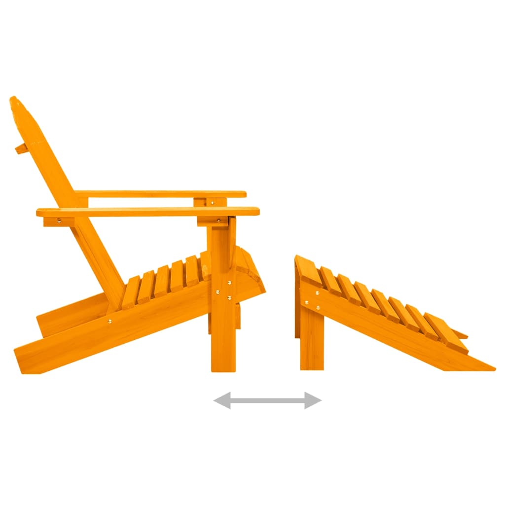 Garden Adirondack Chair with Ottoman Solid Fir Wood Orange