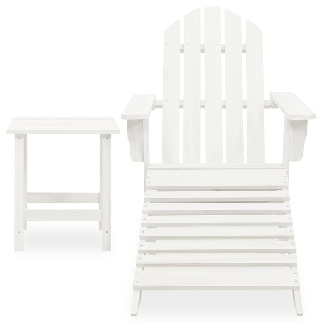 315929 vidaXL Garden Adirondack Chair with Ottoman&Table Solid Fir Wood White