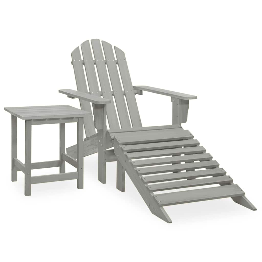 315930 vidaXL Garden Adirondack Chair with Ottoman&Table Solid Fir Wood Grey