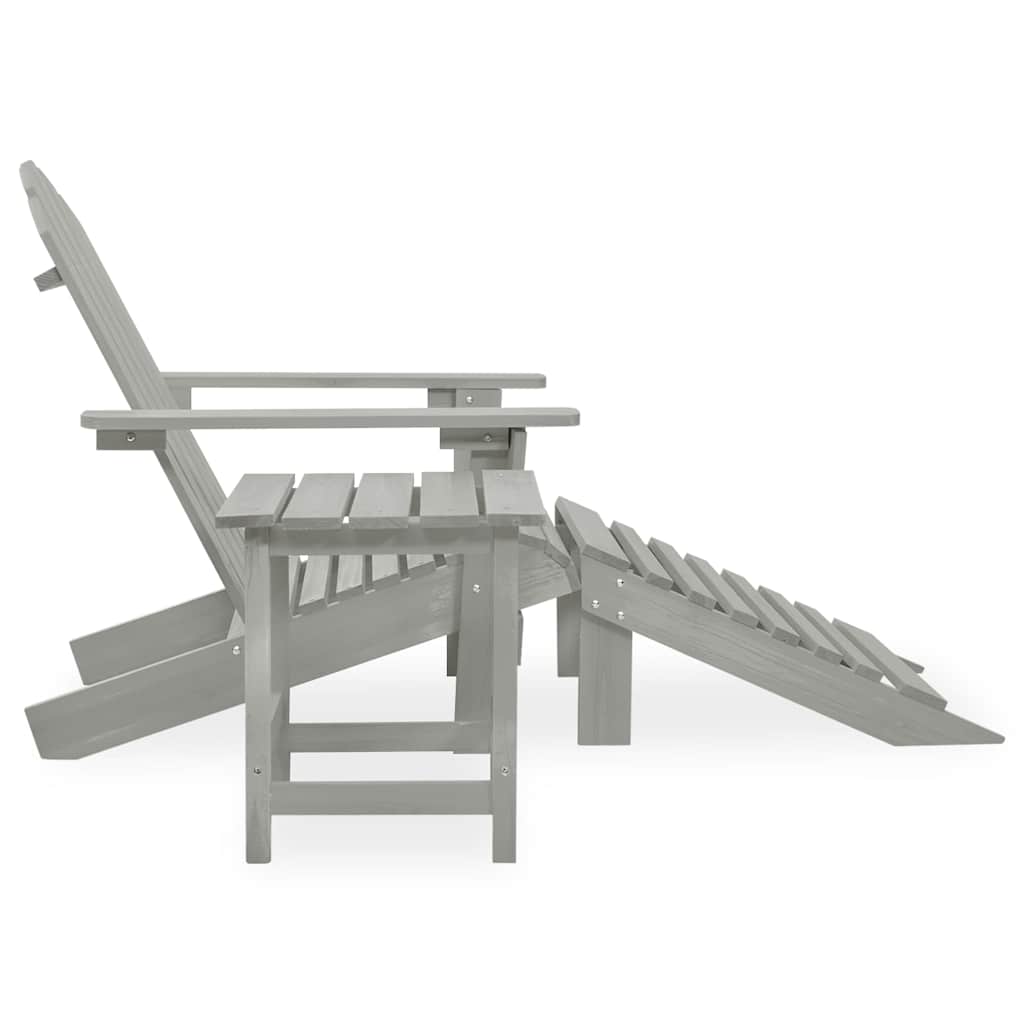 315930 vidaXL Garden Adirondack Chair with Ottoman&Table Solid Fir Wood Grey