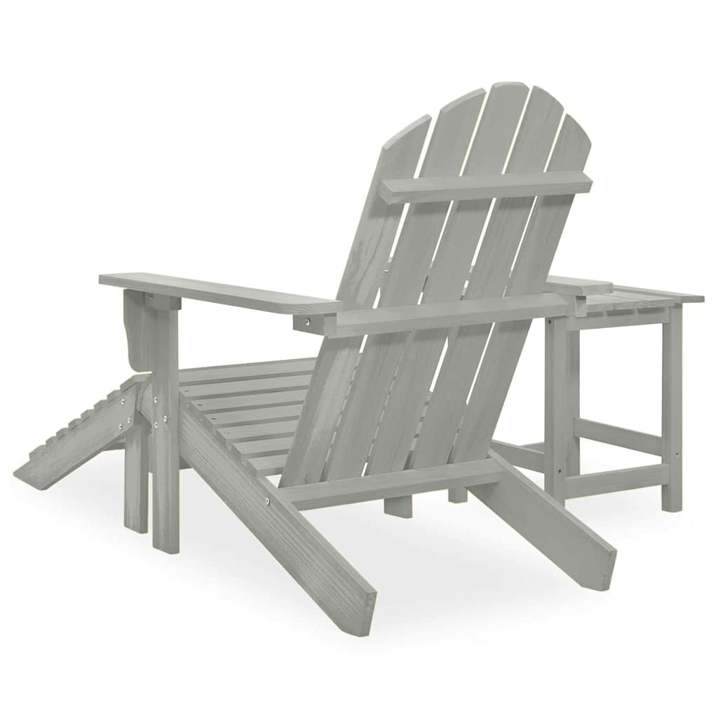 315930 vidaXL Garden Adirondack Chair with Ottoman&Table Solid Fir Wood Grey