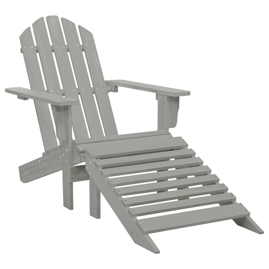 315930 vidaXL Garden Adirondack Chair with Ottoman&Table Solid Fir Wood Grey