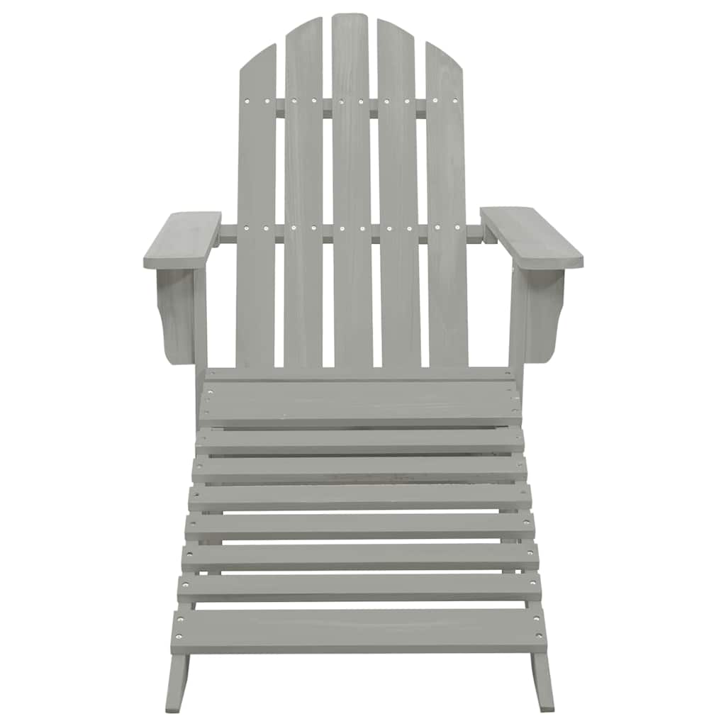 315930 vidaXL Garden Adirondack Chair with Ottoman&Table Solid Fir Wood Grey