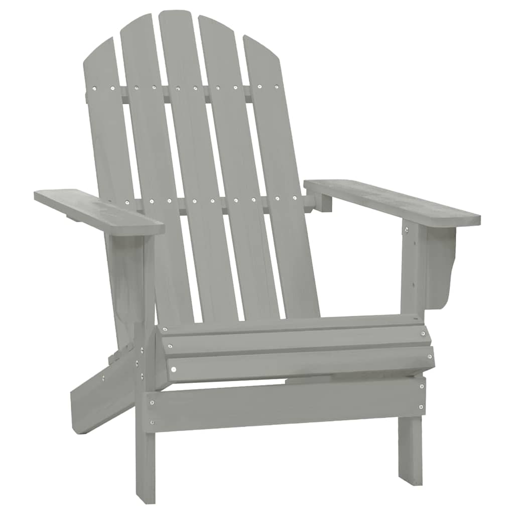 315930 vidaXL Garden Adirondack Chair with Ottoman&Table Solid Fir Wood Grey