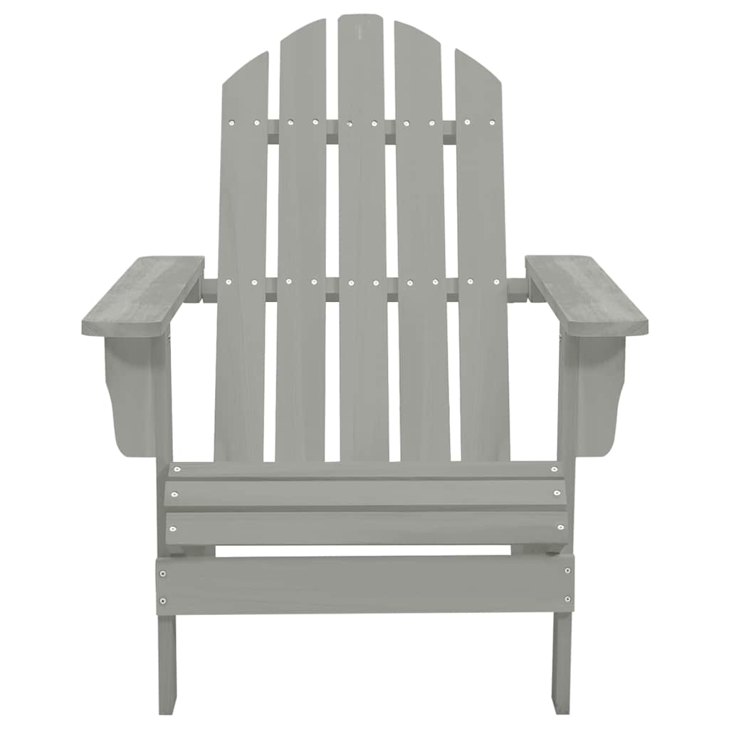 315930 vidaXL Garden Adirondack Chair with Ottoman&Table Solid Fir Wood Grey