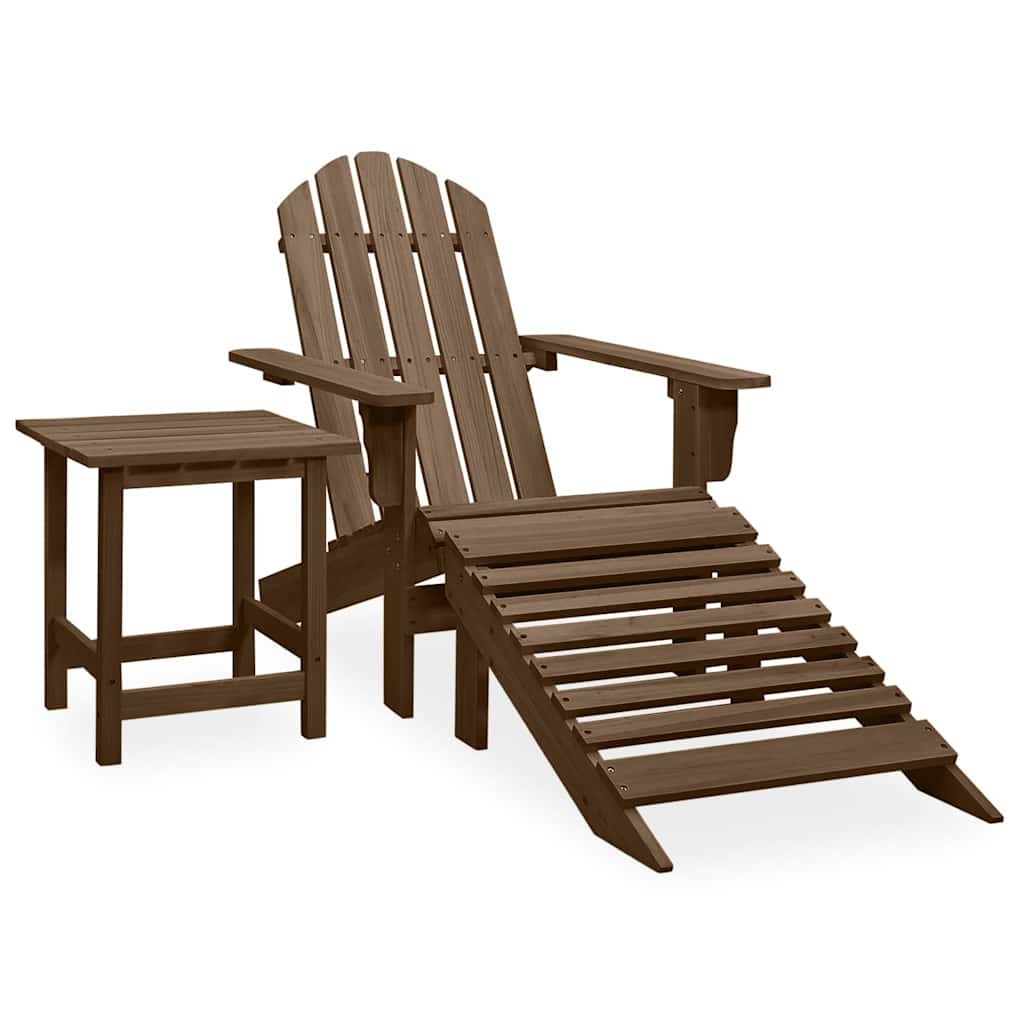 315931 vidaXL Garden Adirondack Chair with Ottoman&Table Solid Fir Wood Brown