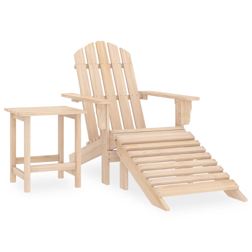 315932 vidaXL Garden Adirondack Chair with Ottoman and Table Solid Fir Wood