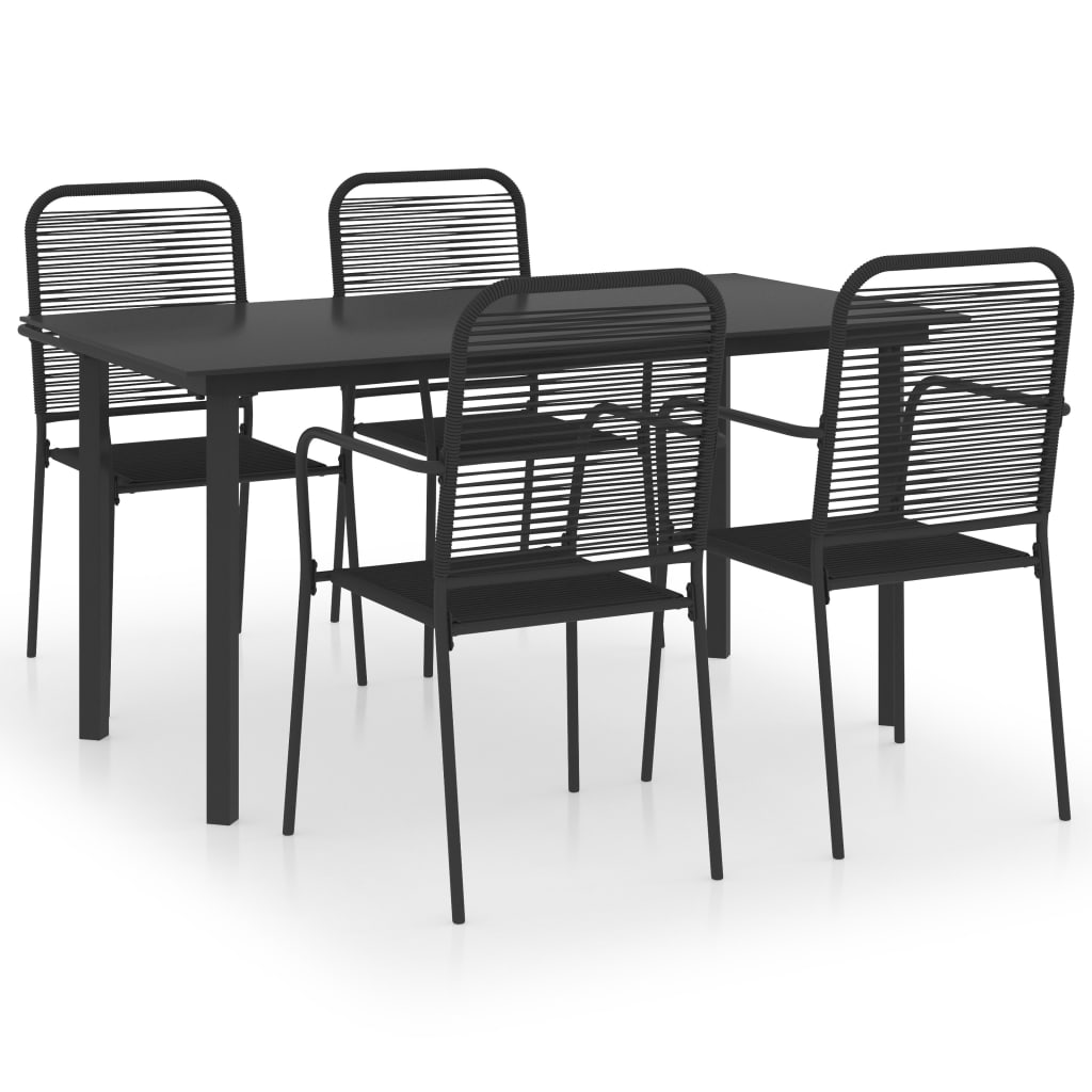 vidaXL 5 Piece Garden Dining Set Black Glass and Steel