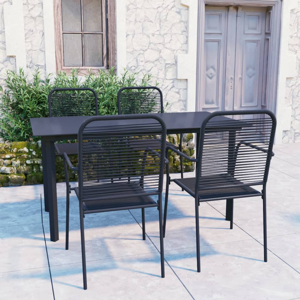 vidaXL 5 Piece Garden Dining Set Black Glass and Steel