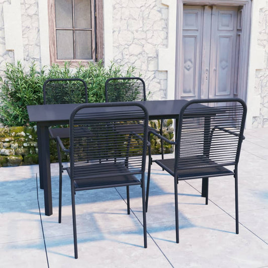 vidaXL 5 Piece Garden Dining Set Black Glass and Steel